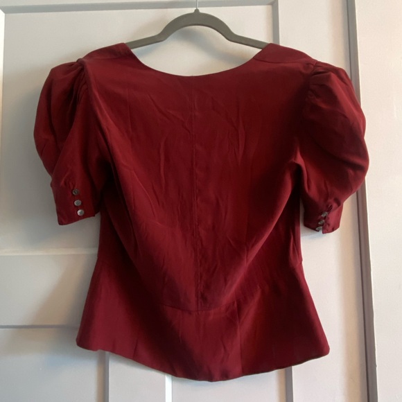 NWT Frame silk red peplum blouse - Picture 3 of 4